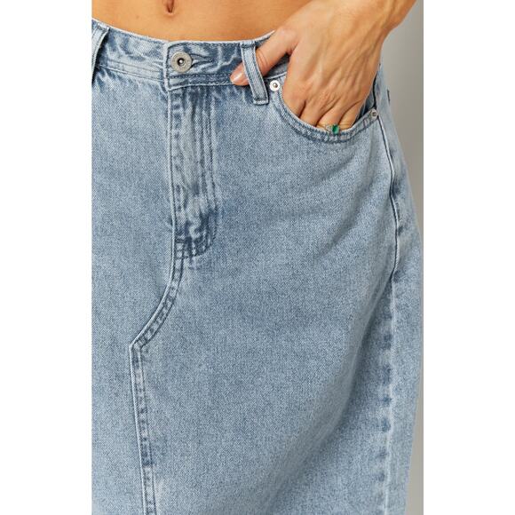 #27b NWT- Cotton:On Front Split Cowboy Denim Maxi Skirt Light Wash Sz:6 - Picture 4 of 6